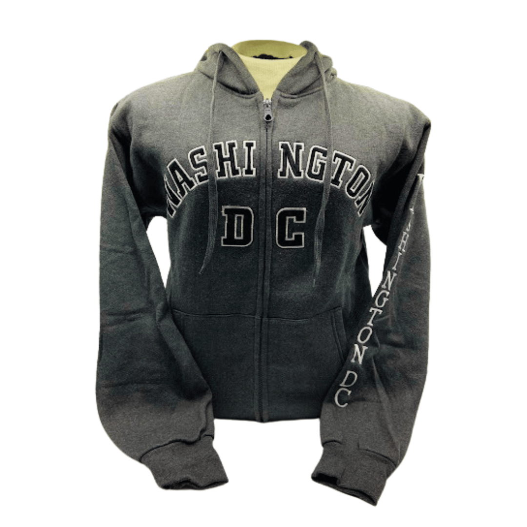Adult Gray Washington DC Zip Hooded Sweatshirt Small | The